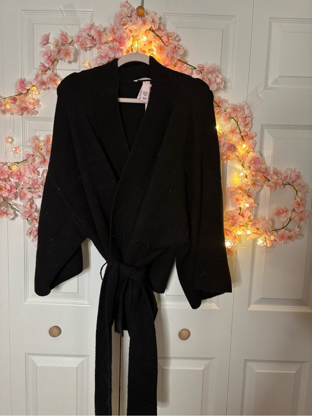 Victoria's Secret Black Belted Shawl-Collar Cardigan